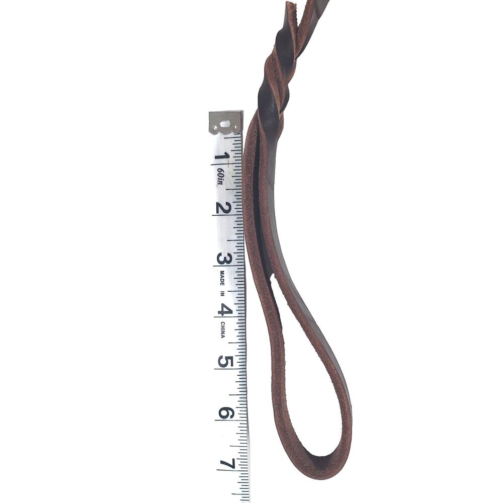 NEW Dog Leash 72-Inch-Long Braided Brown Leather Brass Clasp Heavy Duty - Picture 4 of 5
